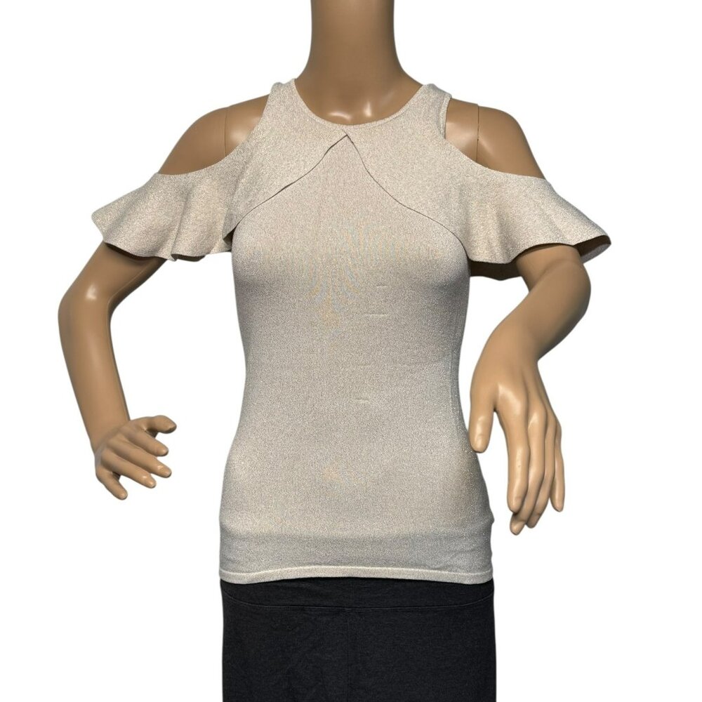 Lilly Pulitzer Ivory Rayon Blend Cold Shoulder Tank Top/Cami Sweater Size: XXS